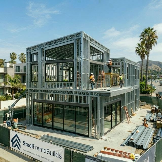 Commercial industrial steel frame building by SteelFrameBuilds